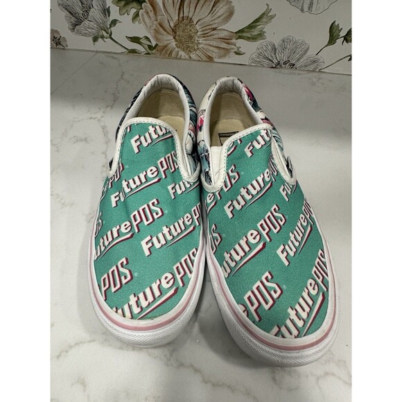 VANS Off The Wall Custom 'Future POS' Floral Colorful Unique Women Size 9 Slides - Picture 3 of 7